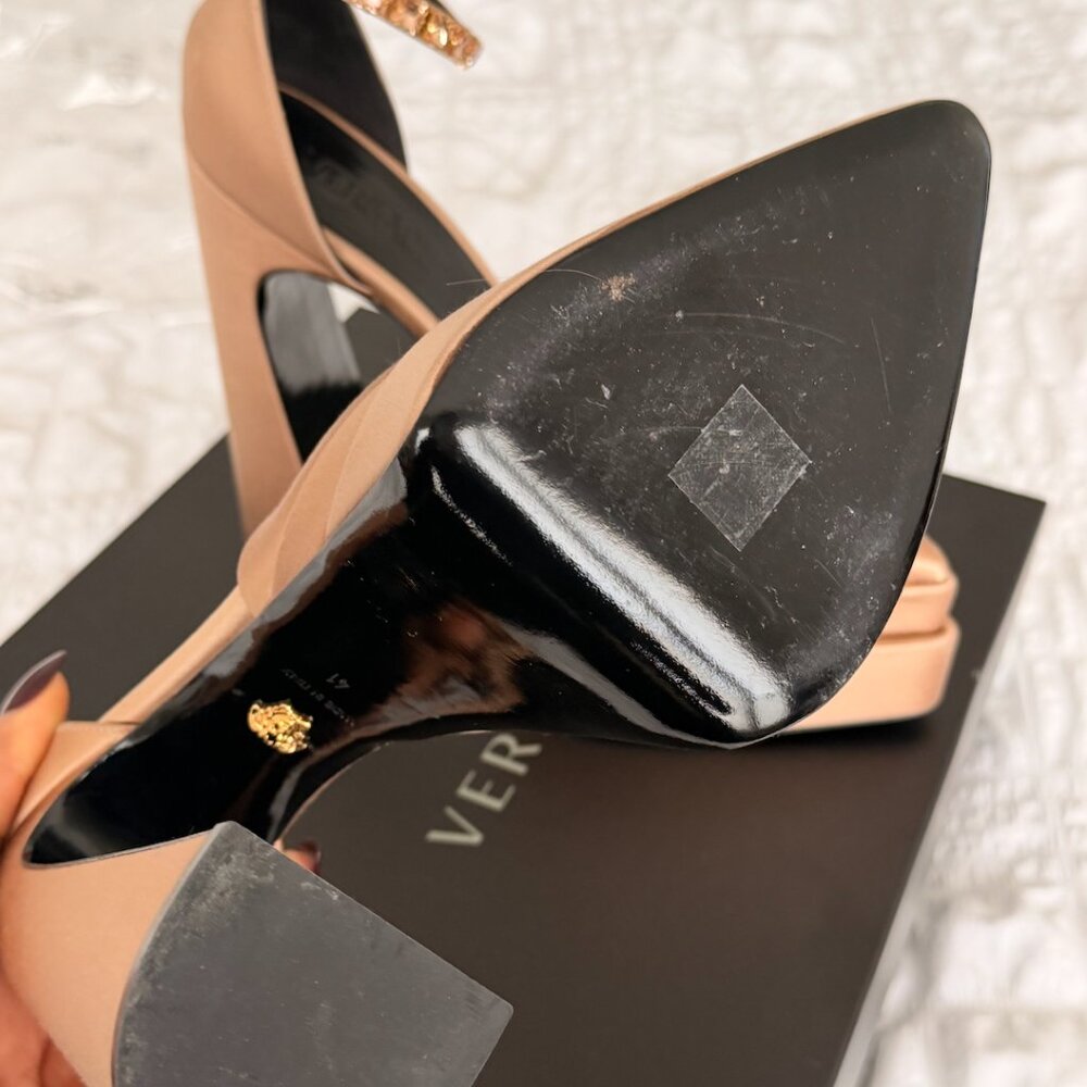 VERSACE Beige Aevitas Pointy Platform Heels - Picture 6 of 9